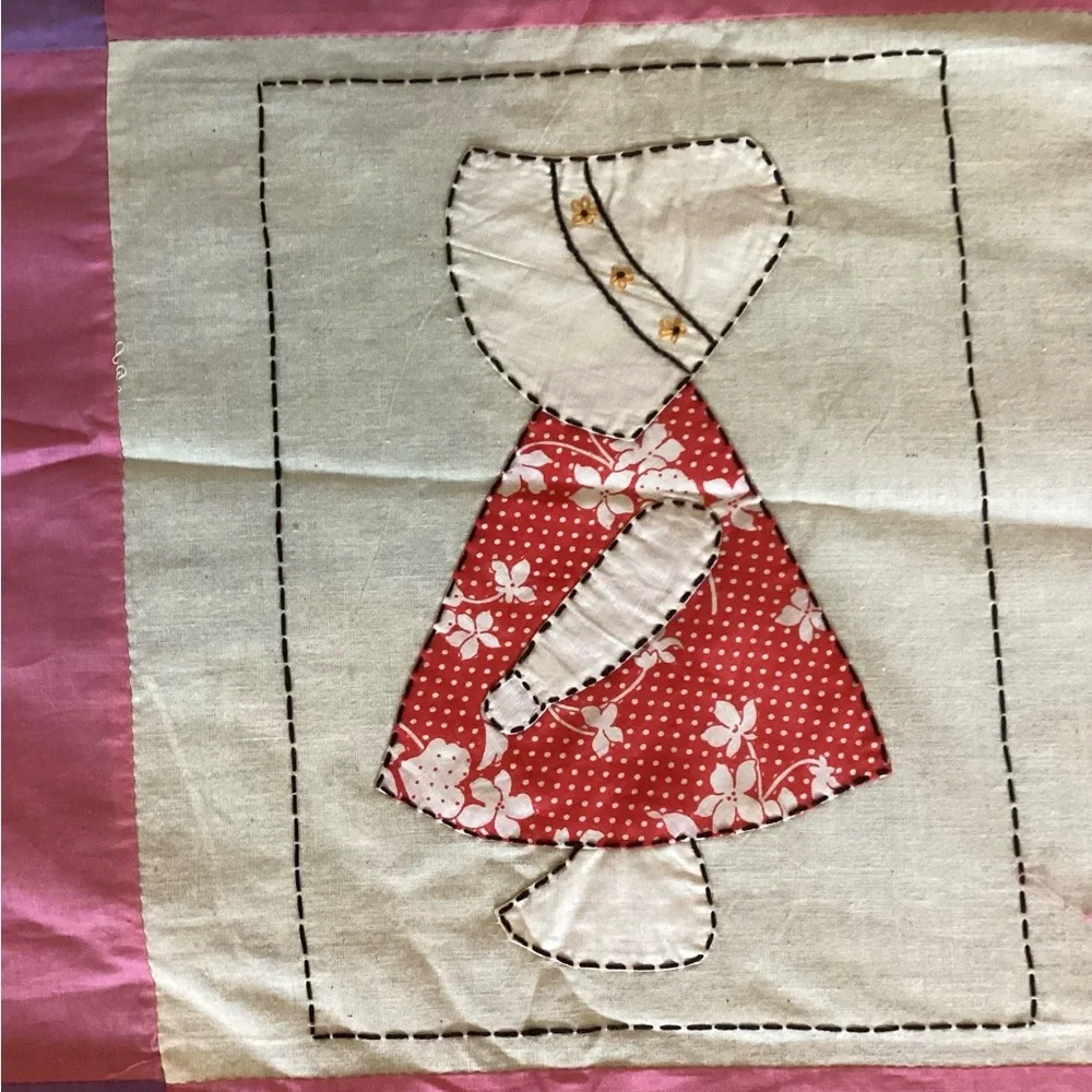 Vintage Sunbonnet Sue Quilt Top 72”x88”